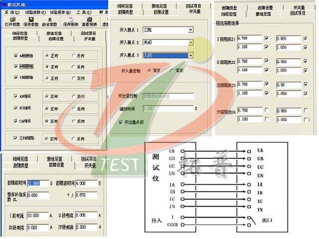 三相繼電保護(hù)測試儀阻抗階梯連接線方式